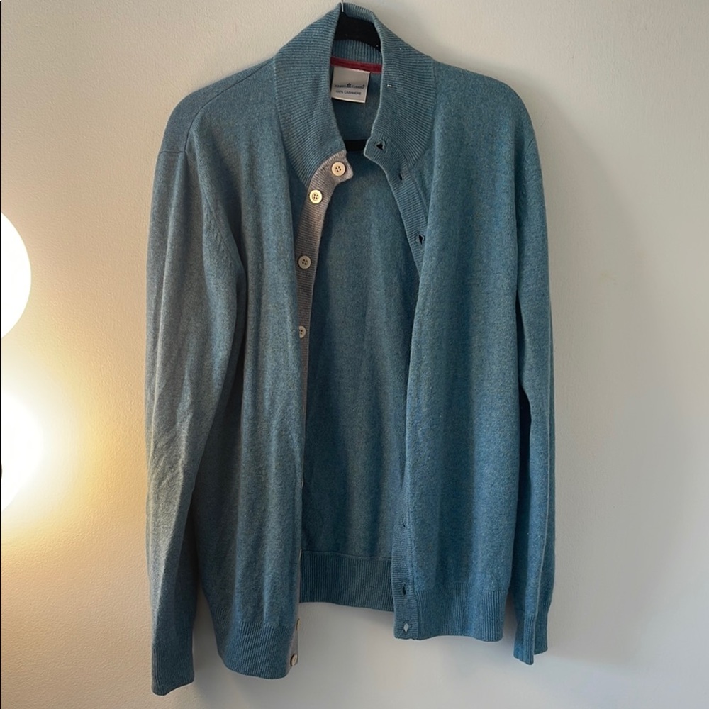 Classic Blue Cashmere Knit Cardigan